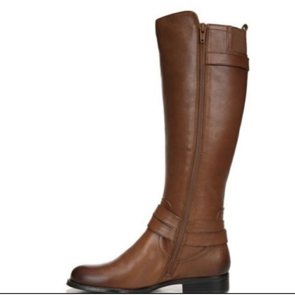 Naturalizer Brown leather low heel Boots w buckle top&ankle sz 6M inside zipper - Picture 3 of 15